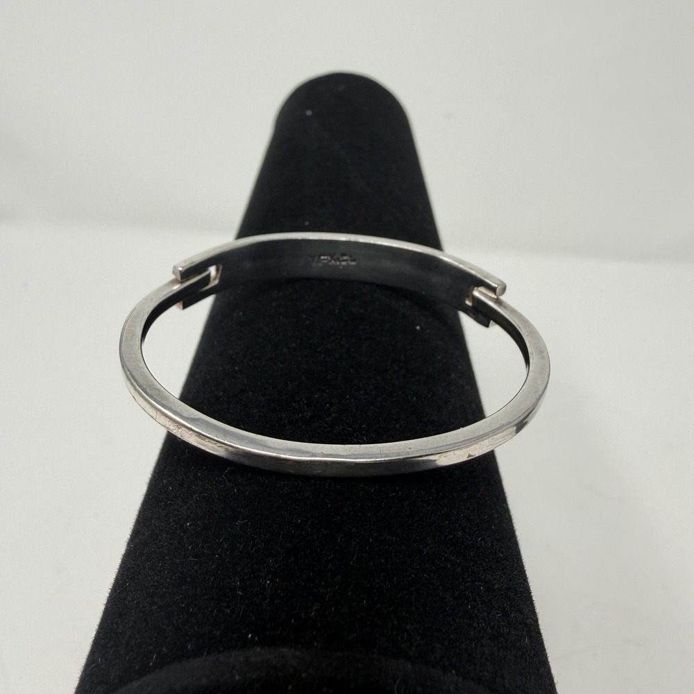 Vintage Mexico‎ 925 Sterling Silver Abalone Red Shell Inlay Hinged Cuff Bracelet - Picture 12 of 16